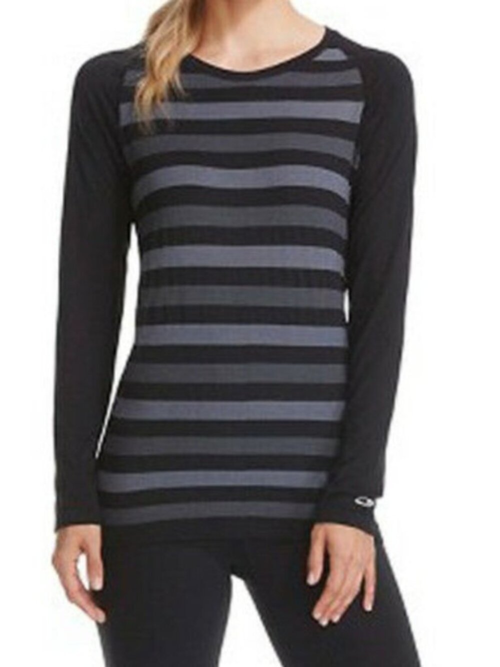 Champion Duo Dry Striped Long Sleeve Active Top XS NWT Black Gray Stripe Tee NEW